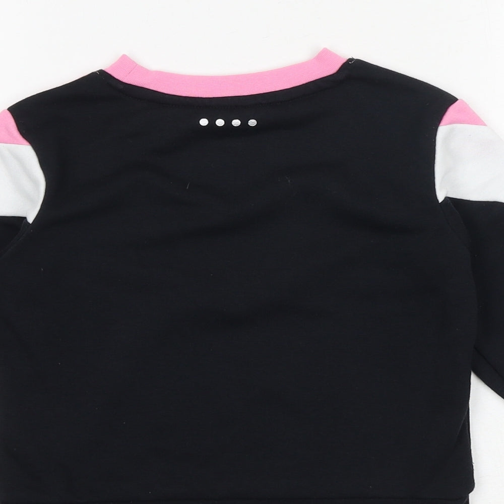 Matalan Girls Black Geometric Cotton Pullover Sweatshirt Size 6-7 Years Pullover - Dance