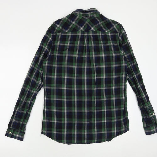 Burton Mens Green Plaid Cotton Button-Up Size M Collared Button