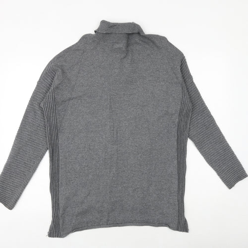Primark Womens Grey Roll Neck Cotton Pullover Jumper Size 12