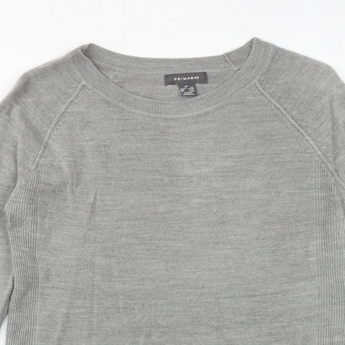 Primark Womens Grey Round Neck Acrylic Pullover Jumper Size 6