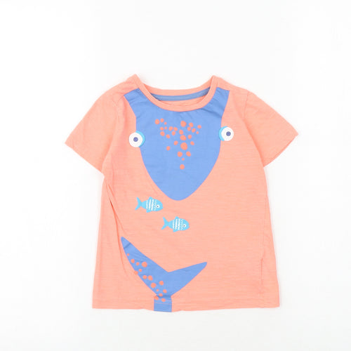 Mothercare Boys Pink 100% Cotton Basic T-Shirt Size 2-3 Years Round Neck Pullover - Shark