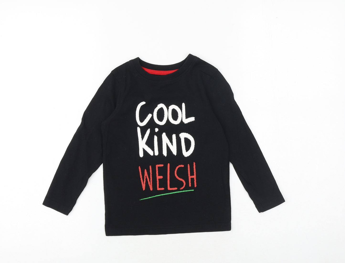 George Boys Black Herringbone 100% Cotton Basic T-Shirt Size 2-3 Years Round Neck Pullover - Cool Kind Welsh