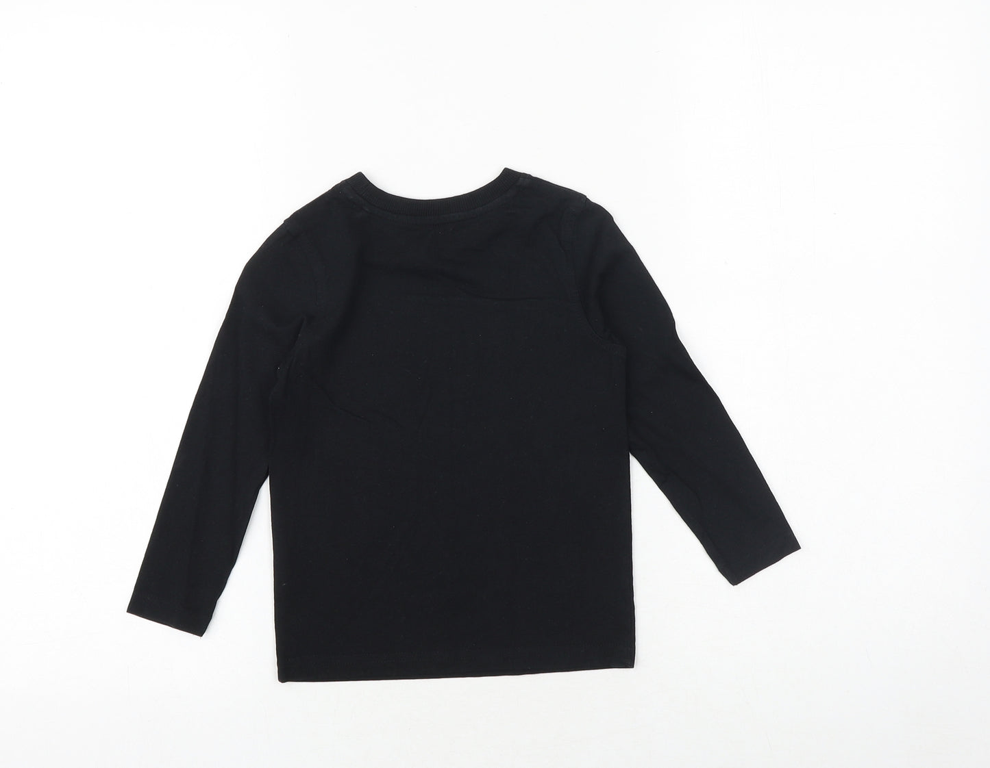 George Boys Black Herringbone 100% Cotton Basic T-Shirt Size 2-3 Years Round Neck Pullover - Cool Kind Welsh