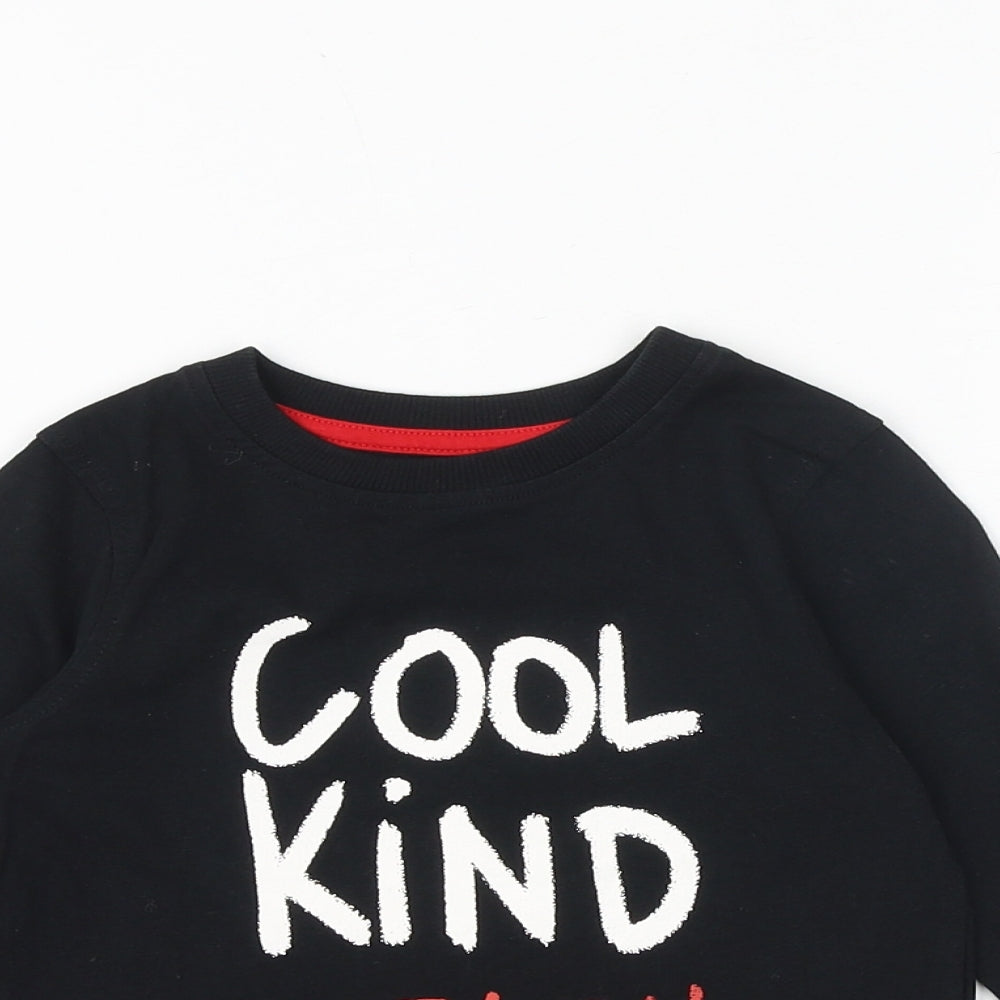 George Boys Black Herringbone 100% Cotton Basic T-Shirt Size 2-3 Years Round Neck Pullover - Cool Kind Welsh