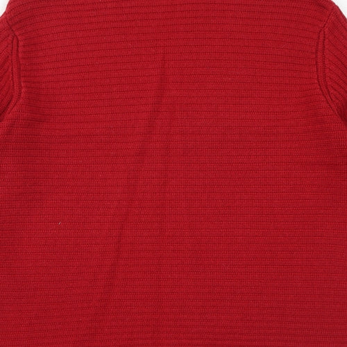 monari Womens Red Boat Neck Herringbone Polyester Pullover Jumper Size 16