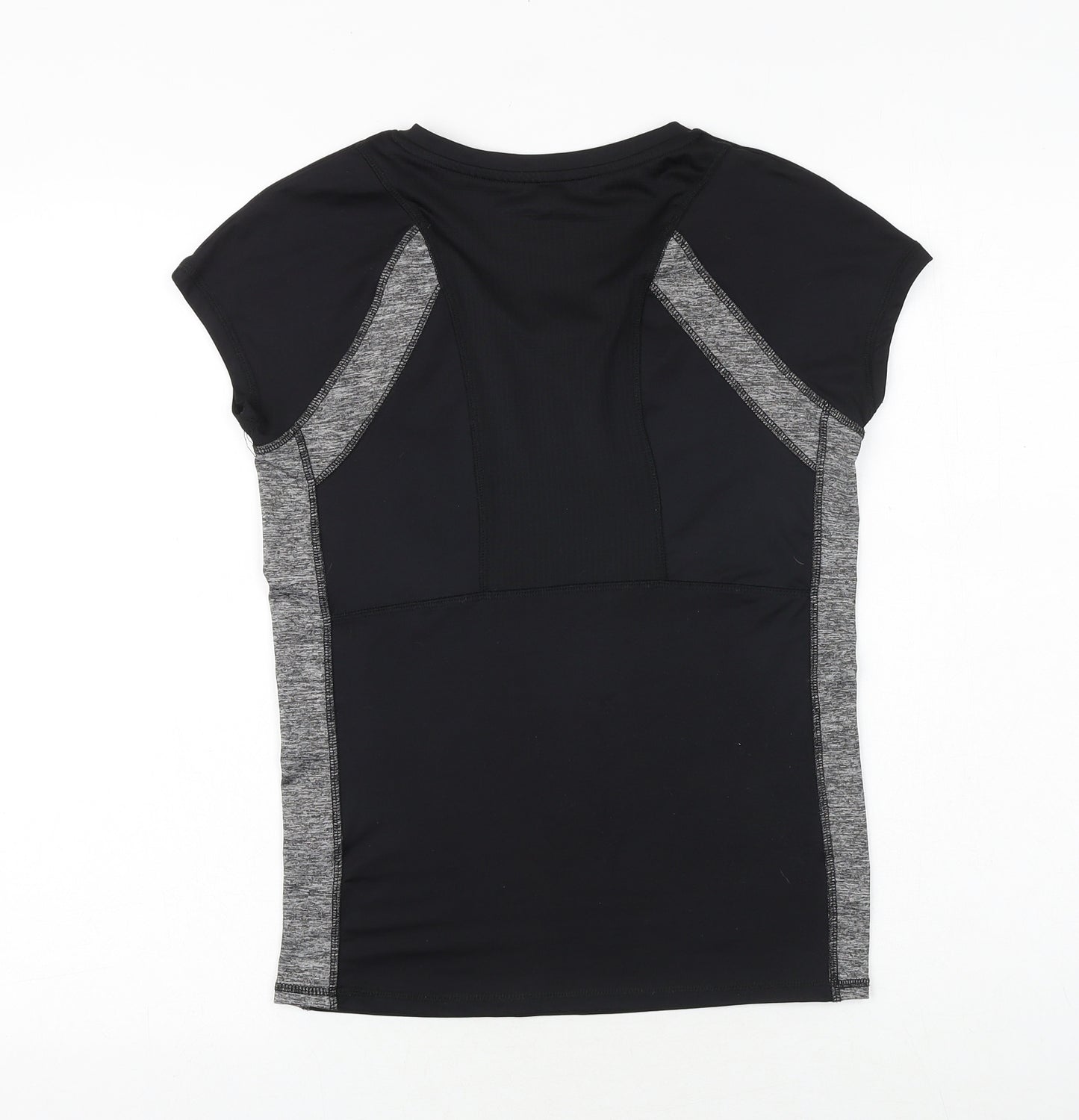 TU Womens Black Colourblock Polyester Basic T-Shirt Size 8 Round Neck Pullover