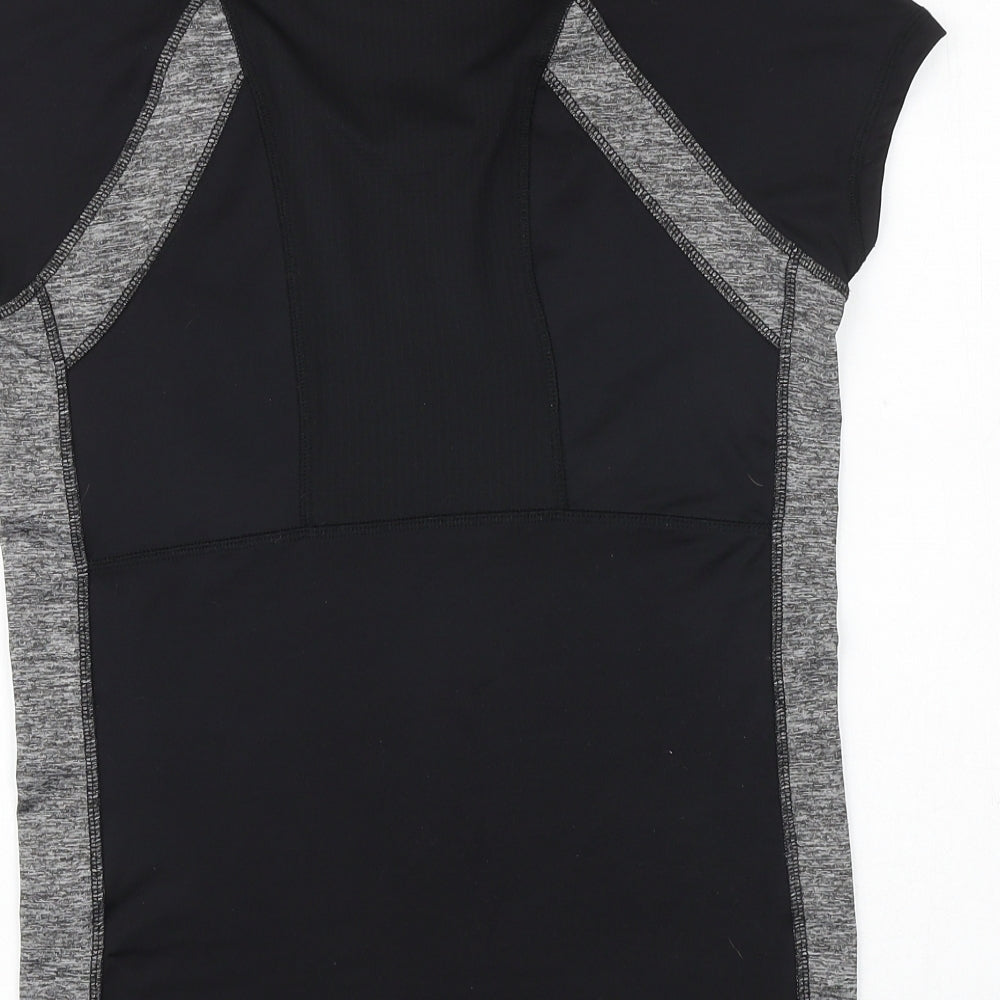 TU Womens Black Colourblock Polyester Basic T-Shirt Size 8 Round Neck Pullover