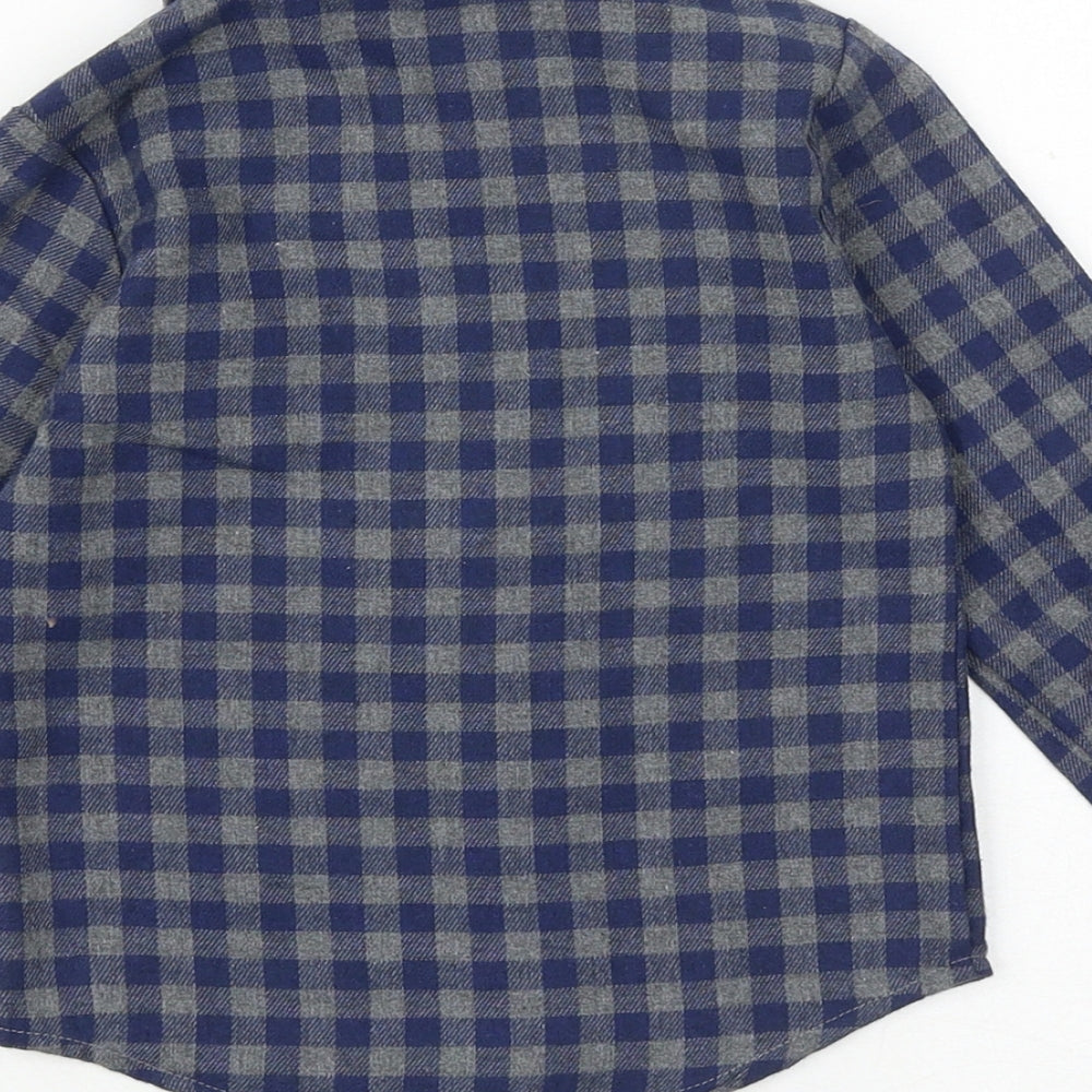 Preworn Boys Blue Plaid Cotton Basic Button-Up Size 2-3 Years Collared Button