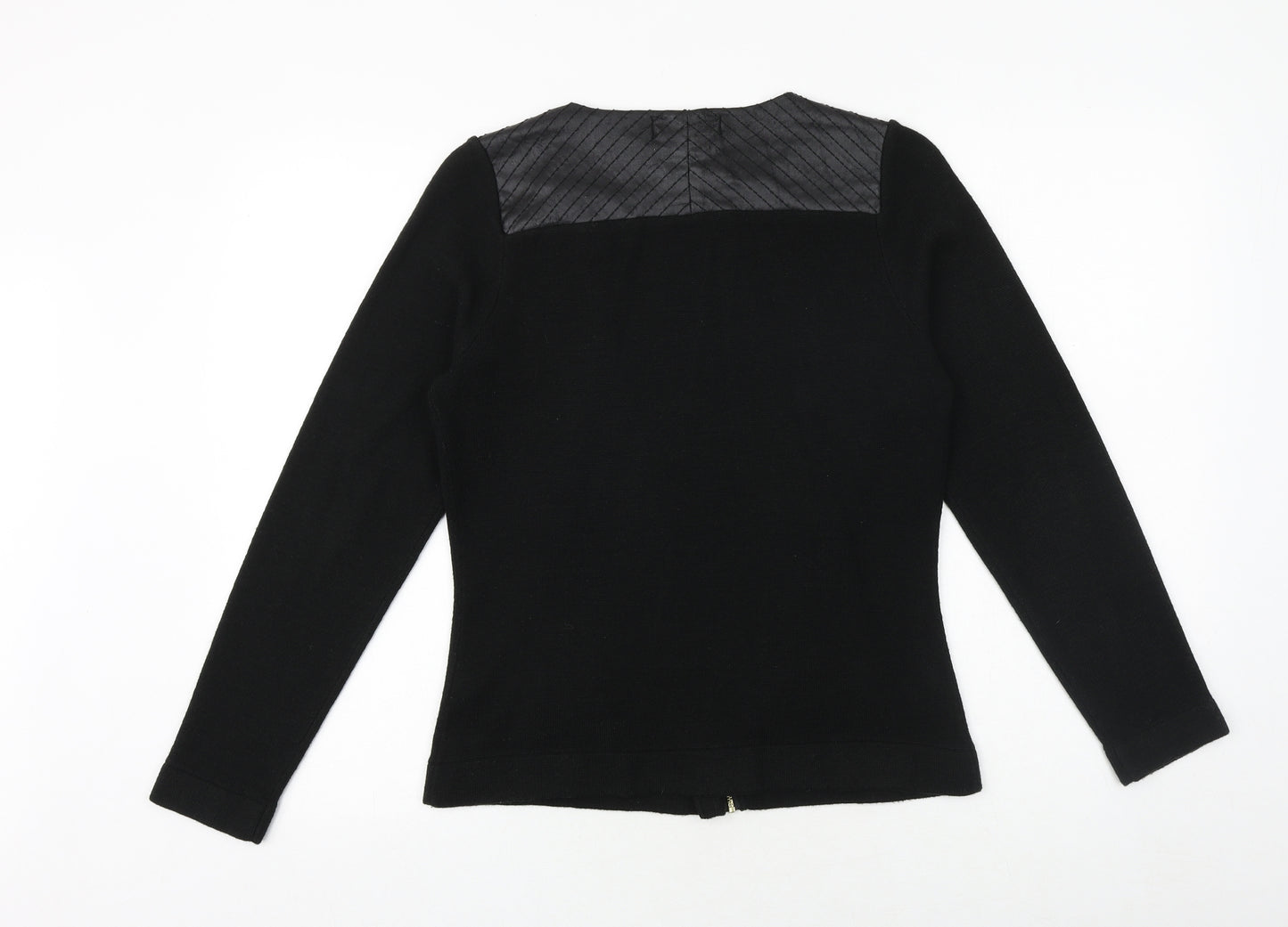 Marks and Spencer Womens Black Biker Jacket Size 10 Zip