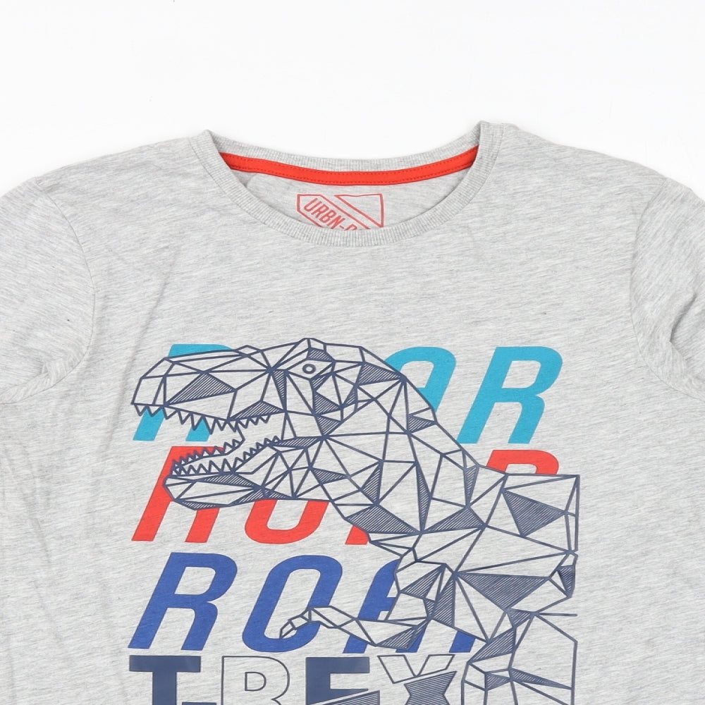 Matalan Boys Grey Cotton Basic T-Shirt Size 11 Years Round Neck Pullover - T-Rex