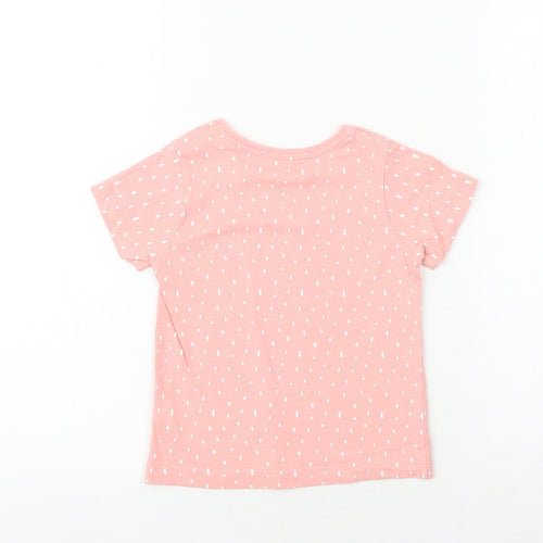 Primark Girls Pink Geometric 100% Cotton Basic T-Shirt Size 2-3 Years Round Neck Pullover - Smile & Pass It On