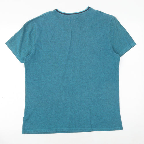 F&F Mens Blue Cotton T-Shirt Size L Round Neck