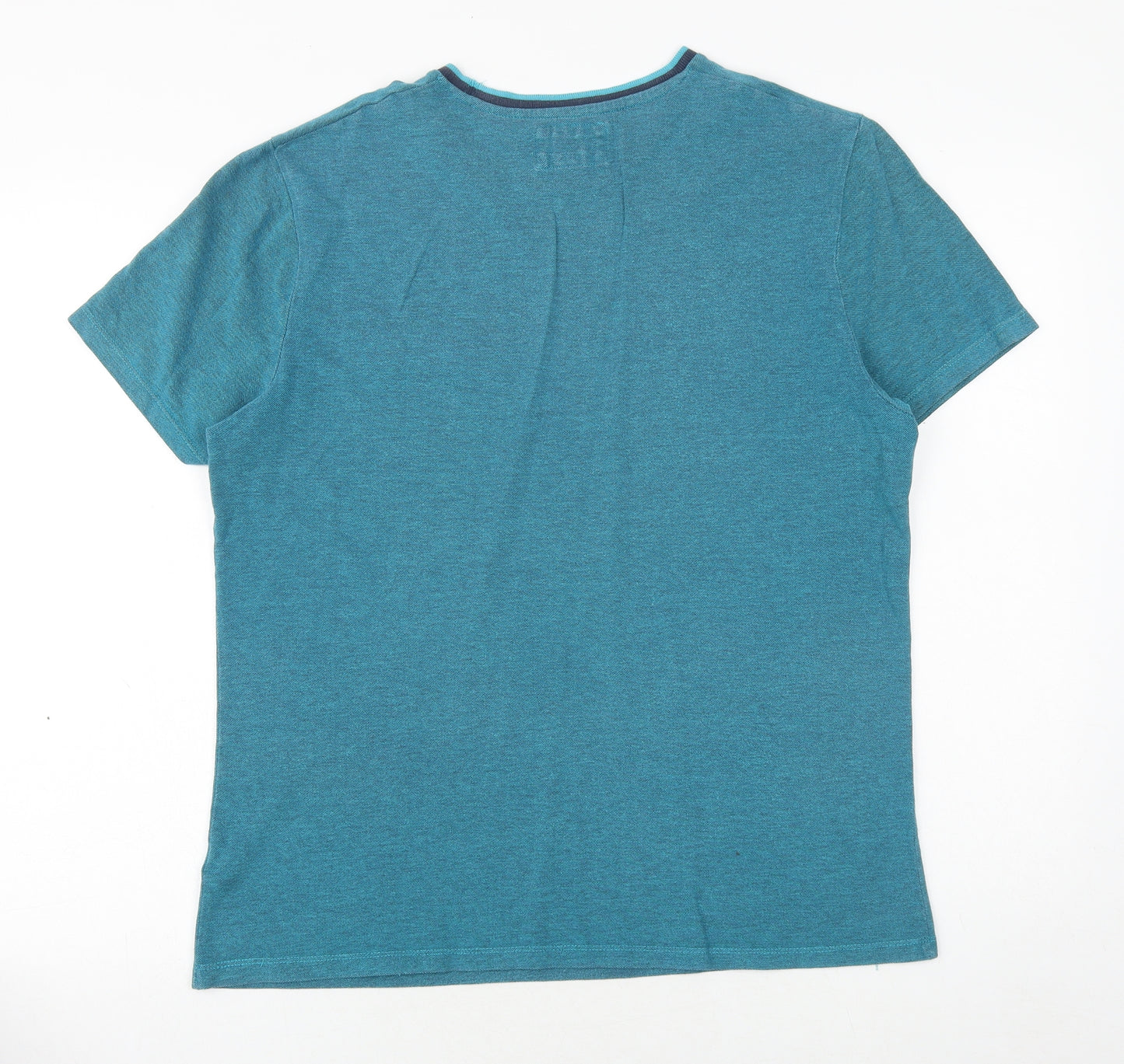 F&F Mens Blue Cotton T-Shirt Size L Round Neck