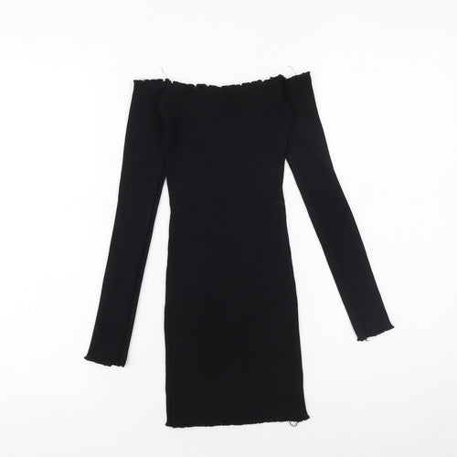 Vinceotto Womens Black Viscose Bodycon Size S Off the Shoulder Pullover