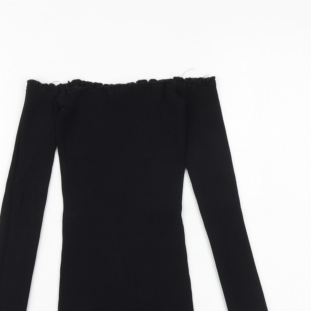 Vinceotto Womens Black Viscose Bodycon Size S Off the Shoulder Pullover