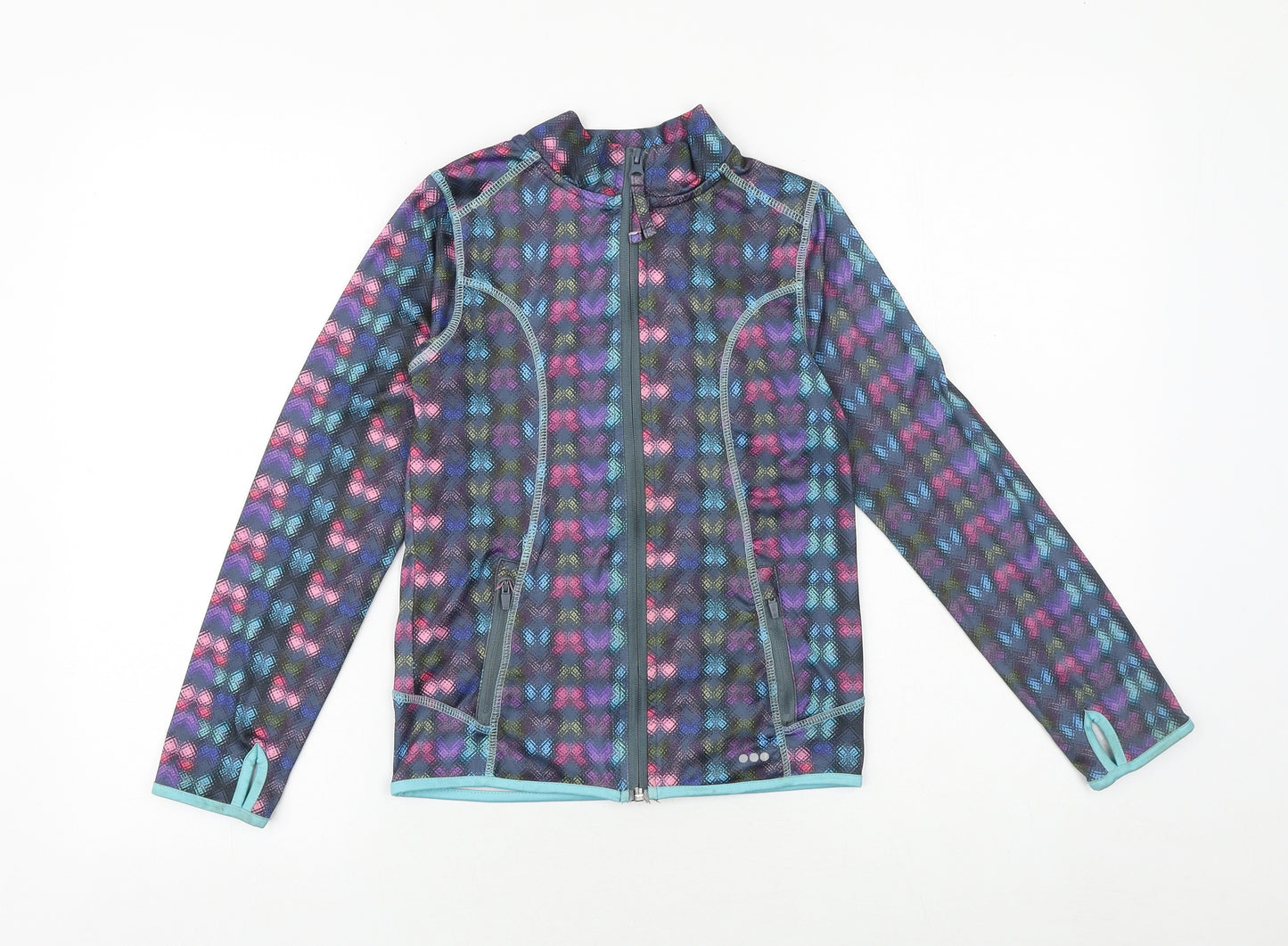 John Lewis Girls Multicoloured Geometric Jacket Size 10 Years Zip