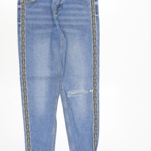 sinsay Womens Blue Cotton Straight Jeans Size 8 Regular Zip