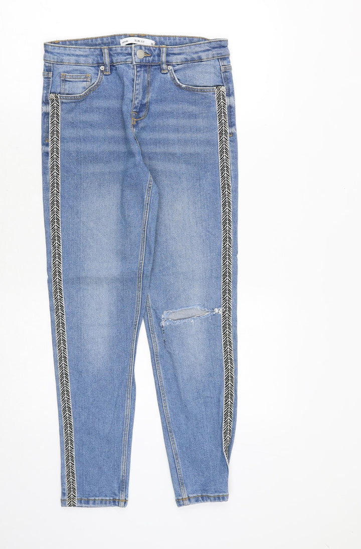 sinsay Womens Blue Cotton Straight Jeans Size 8 Regular Zip