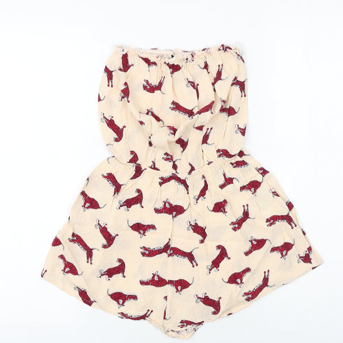 H&M Womens Pink Geometric Viscose Playsuit One-Piece Size 4 Pullover - Tiger Print