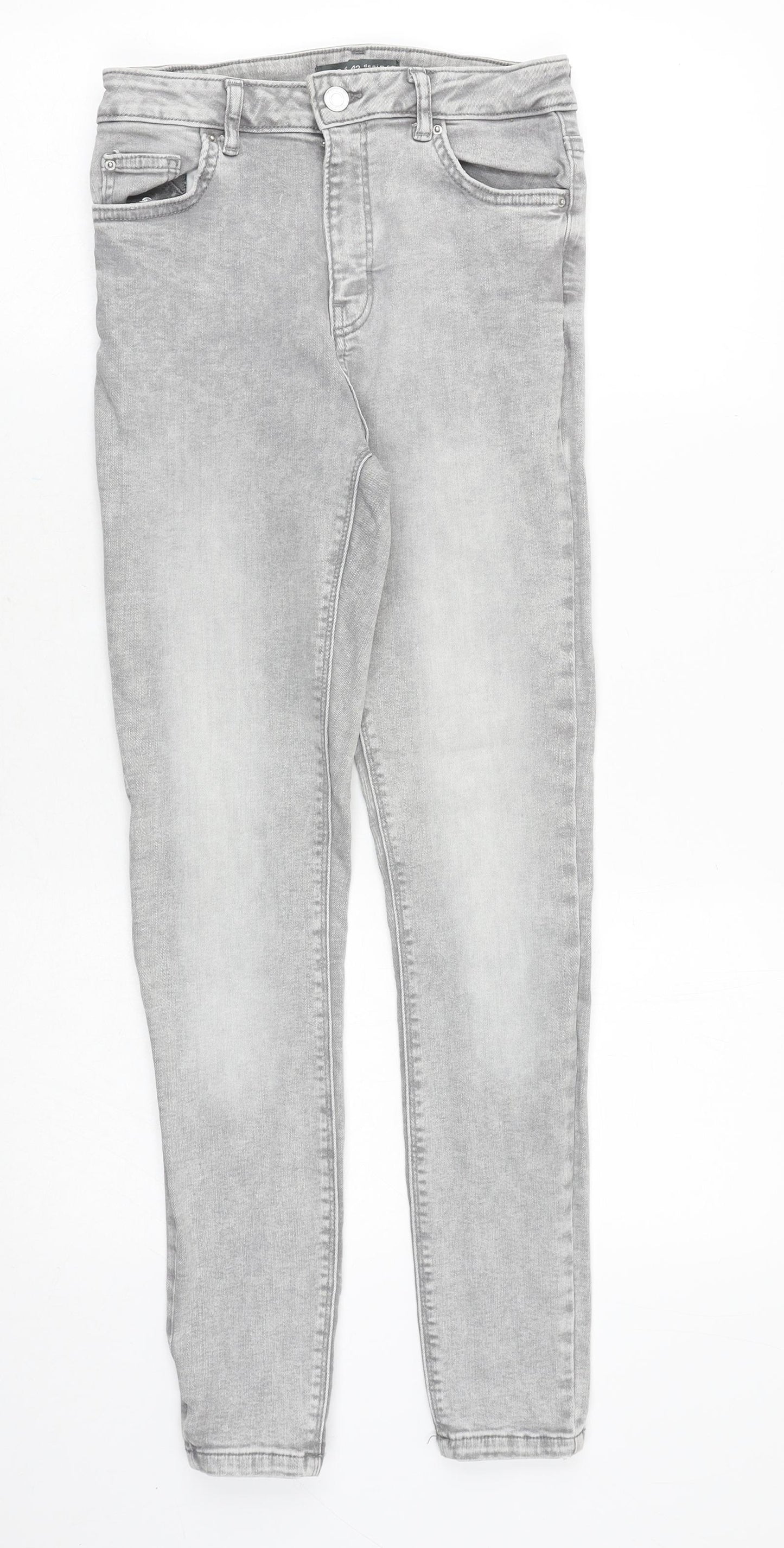 Denim & Co. Womens Grey Cotton Skinny Jeans Size 10 Regular Zip