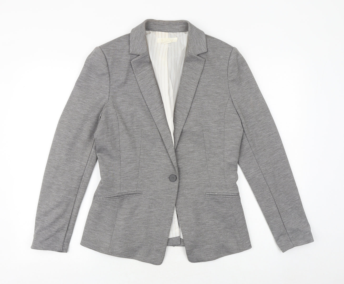 H&M Womens Grey Jacket Blazer Size 12 Button