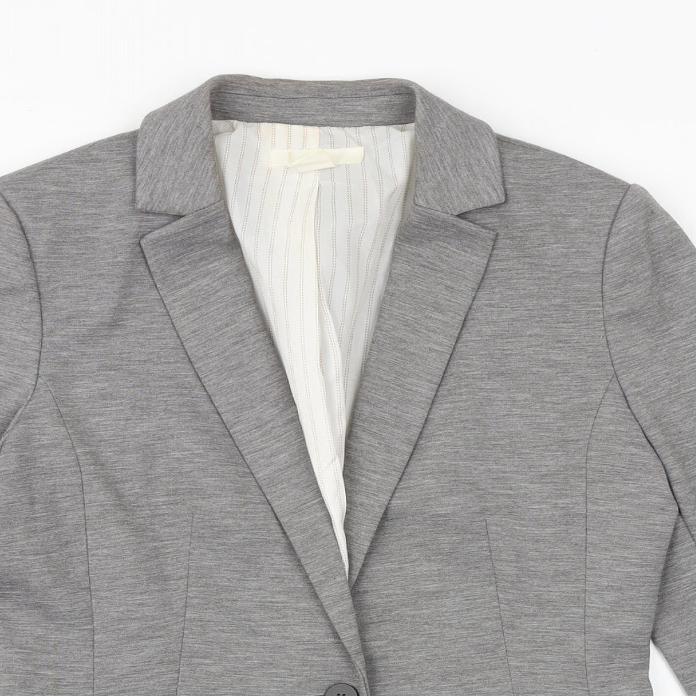 H&M Womens Grey Jacket Blazer Size 12 Button
