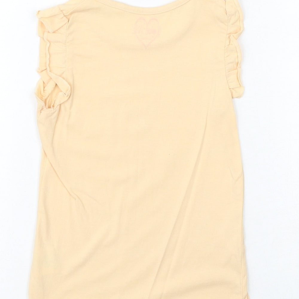Love Me Girls Orange 100% Cotton Basic T-Shirt Size 3-4 Years Round Neck Pullover - Heart
