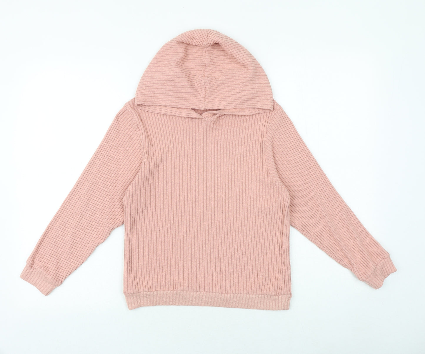 H&M Girls Pink Viscose Pullover Hoodie Size 8-9 Years Pullover