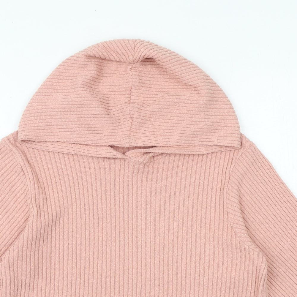 H&M Girls Pink Viscose Pullover Hoodie Size 8-9 Years Pullover
