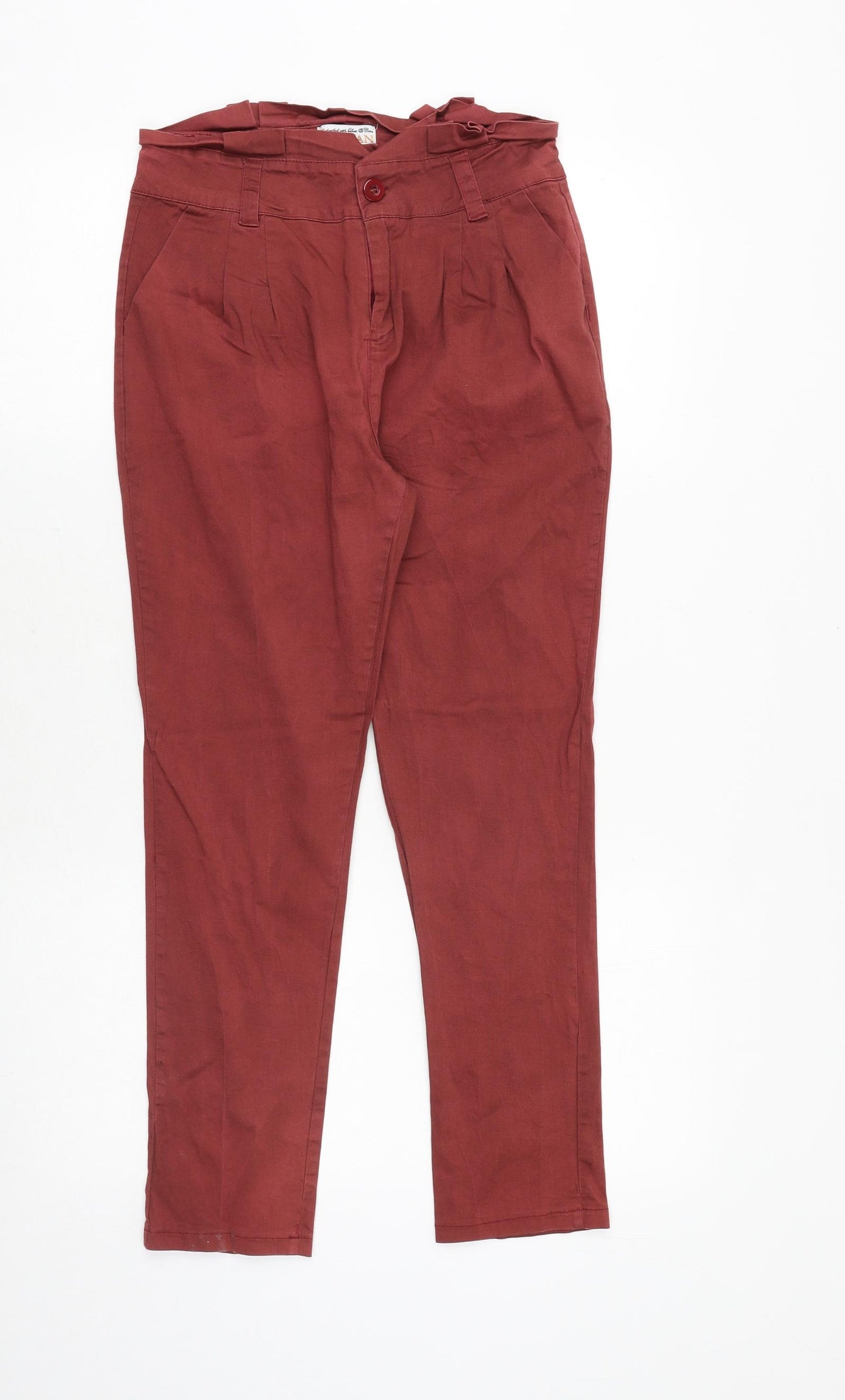 PARISIAN SIGNATURE Womens Red Cotton Trousers Size 12 Regular Zip
