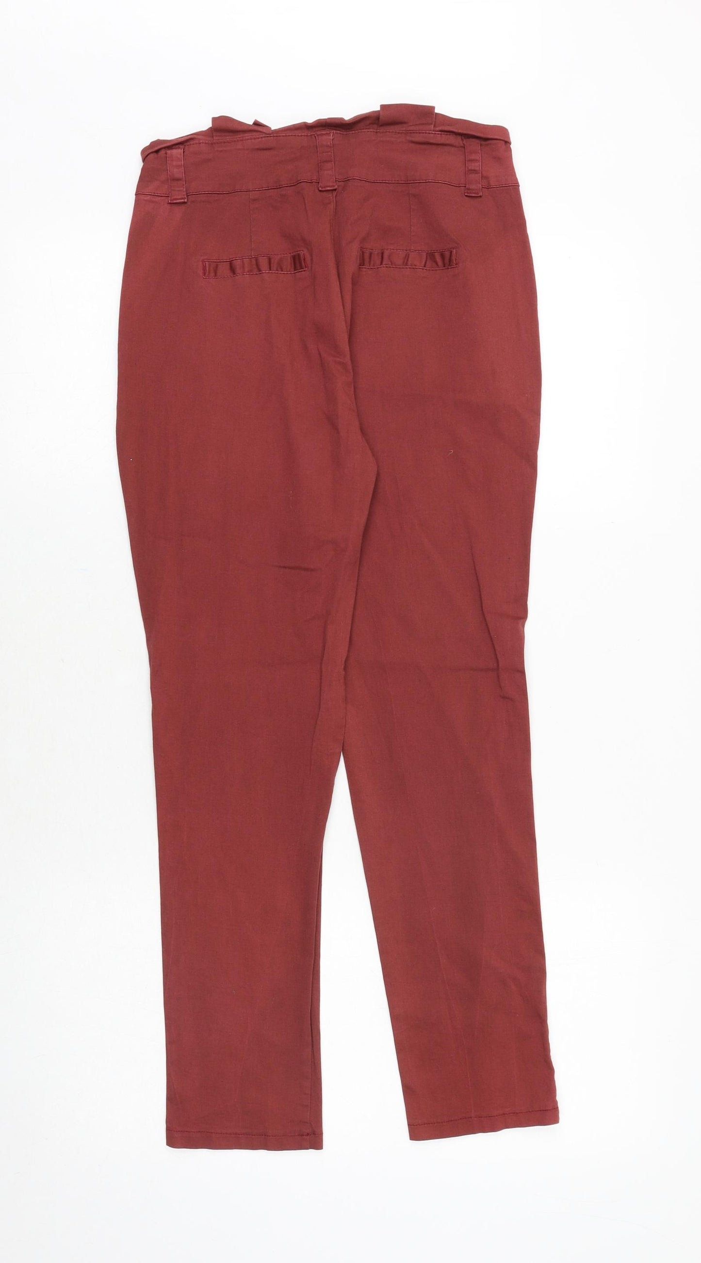 PARISIAN SIGNATURE Womens Red Cotton Trousers Size 12 Regular Zip