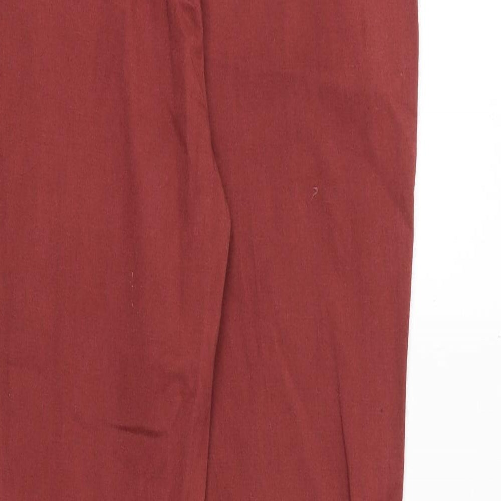 PARISIAN SIGNATURE Womens Red Cotton Trousers Size 12 Regular Zip