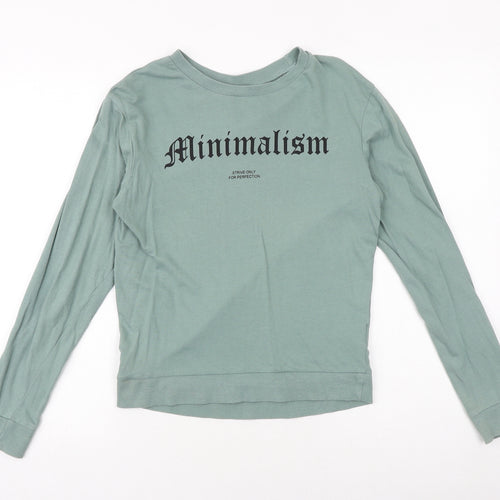 H&M Womens Green 100% Cotton Pullover Sweatshirt Size S Pullover