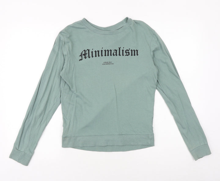 H&M Womens Green 100% Cotton Pullover Sweatshirt Size S Pullover