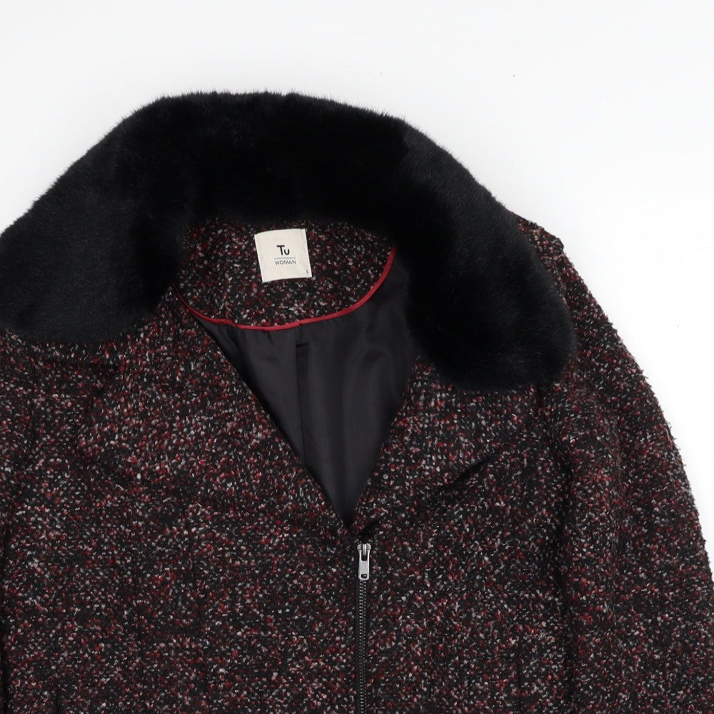 TU Womens Red Geometric Jacket Size 8 Zip