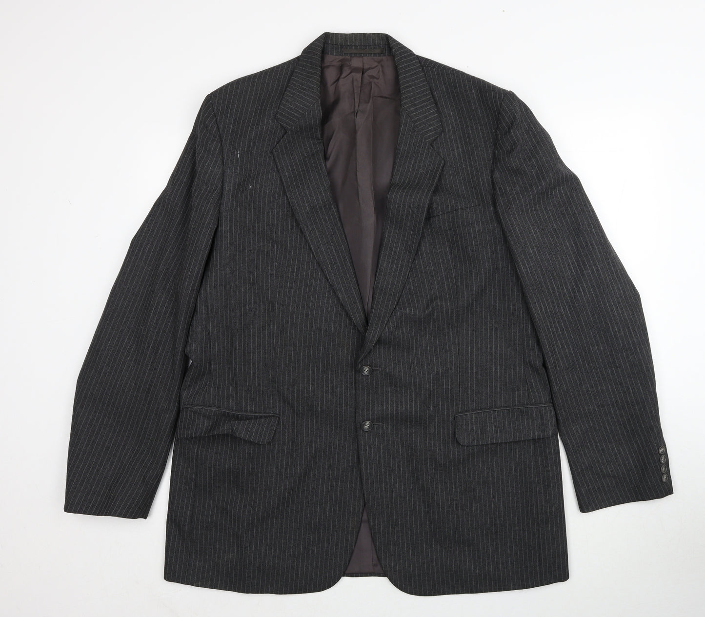 Marks and Spencer Mens Grey Striped Polyester Jacket Suit Jacket Size 46 Regular