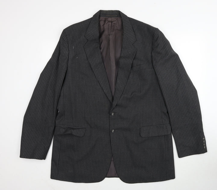 Marks and Spencer Mens Grey Striped Polyester Jacket Suit Jacket Size 46 Regular