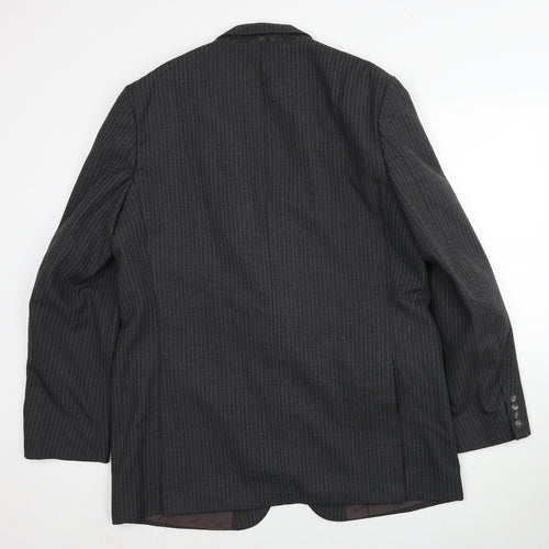Marks and Spencer Mens Grey Striped Polyester Jacket Suit Jacket Size 46 Regular