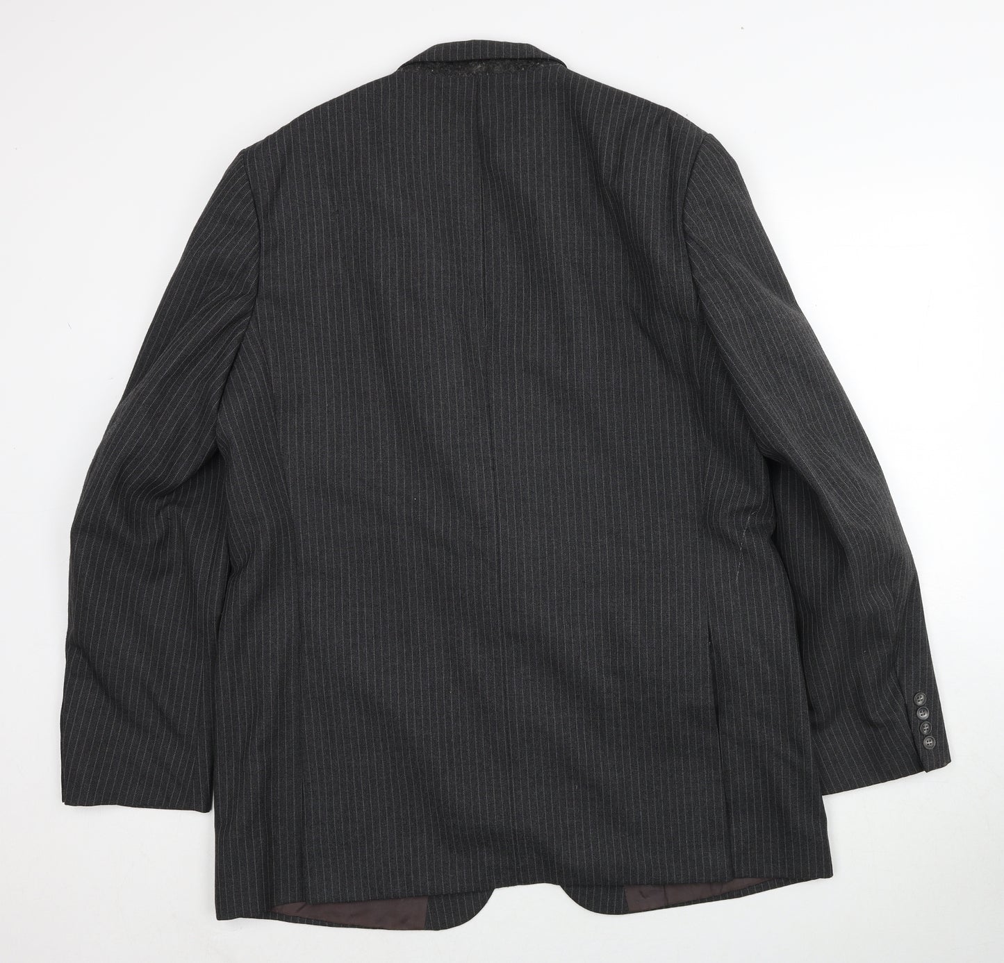 Marks and Spencer Mens Grey Striped Polyester Jacket Suit Jacket Size 46 Regular