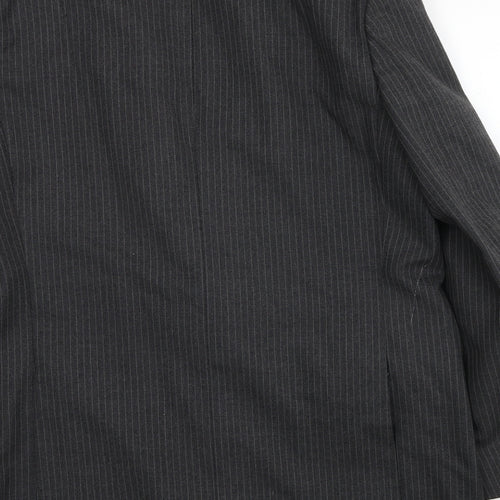 Marks and Spencer Mens Grey Striped Polyester Jacket Suit Jacket Size 46 Regular