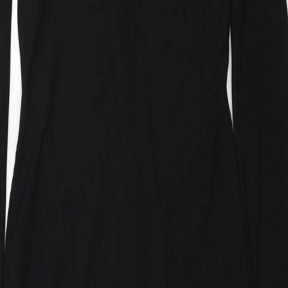 PRETTYLITTLETHING Womens Black Polyester Shift Size 8 V-Neck Pullover