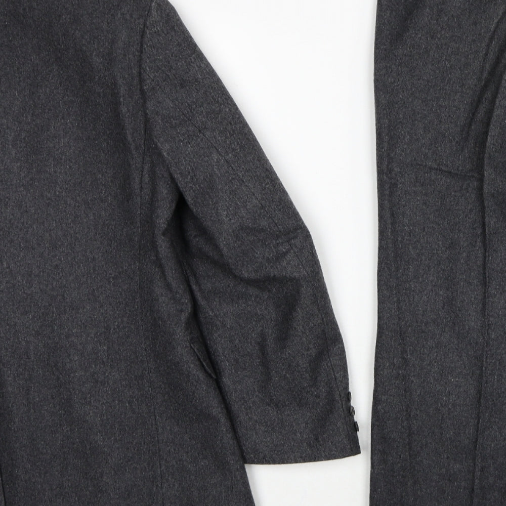 Preworn Mens Grey Polyester 2 Piece Suit Size 38 Regular