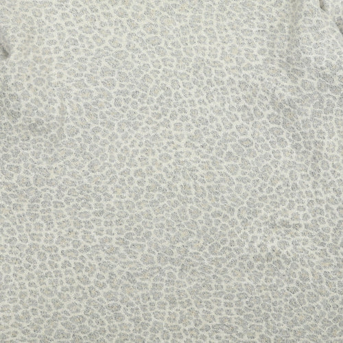 Carrini Womens Beige Round Neck Animal Print Polyester Pullover Jumper Size S - Size S/M Leopard Print