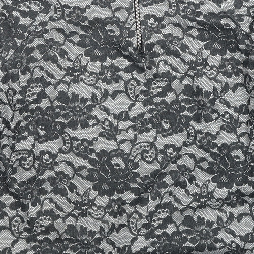 George Womens Grey Round Neck Floral Polyester Pullover Jumper Size 8