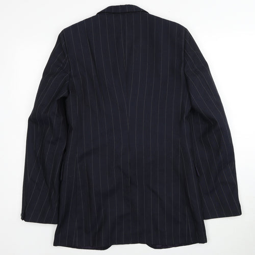 Camart Mens Blue Striped Wool Jacket Suit Jacket Size 38 Regular