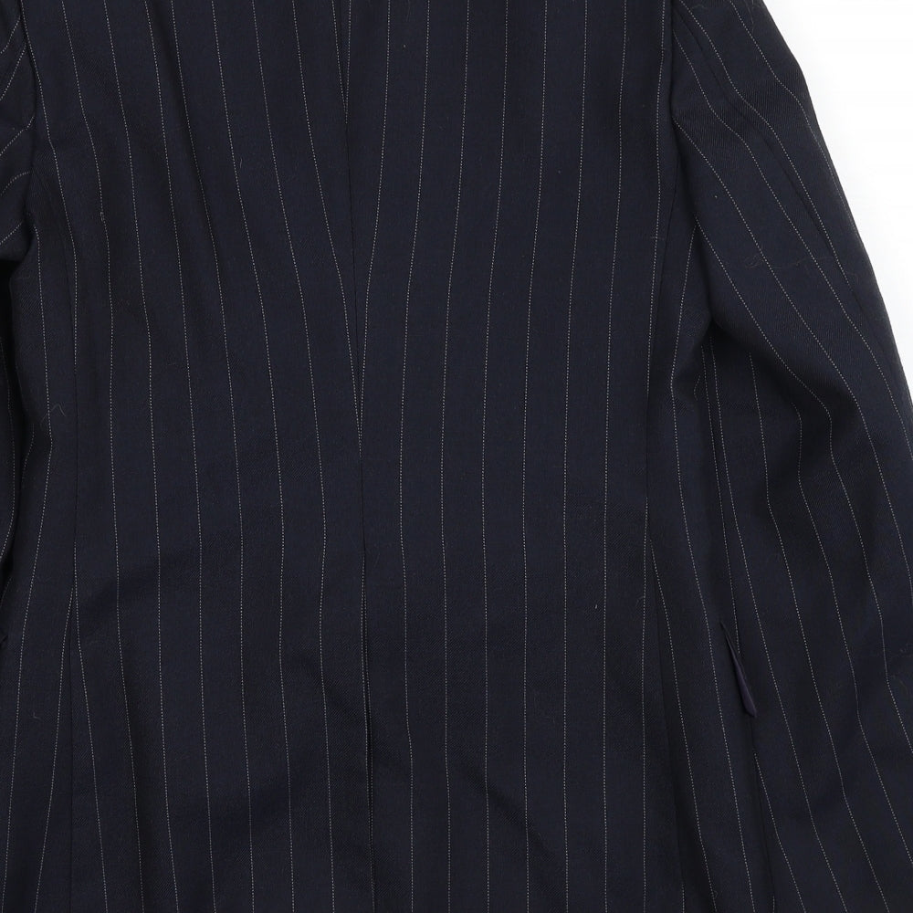 Camart Mens Blue Striped Wool Jacket Suit Jacket Size 38 Regular