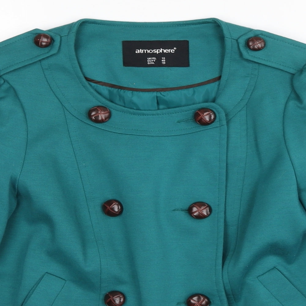 Atmosphere Womens Blue Jacket Size 12 Button