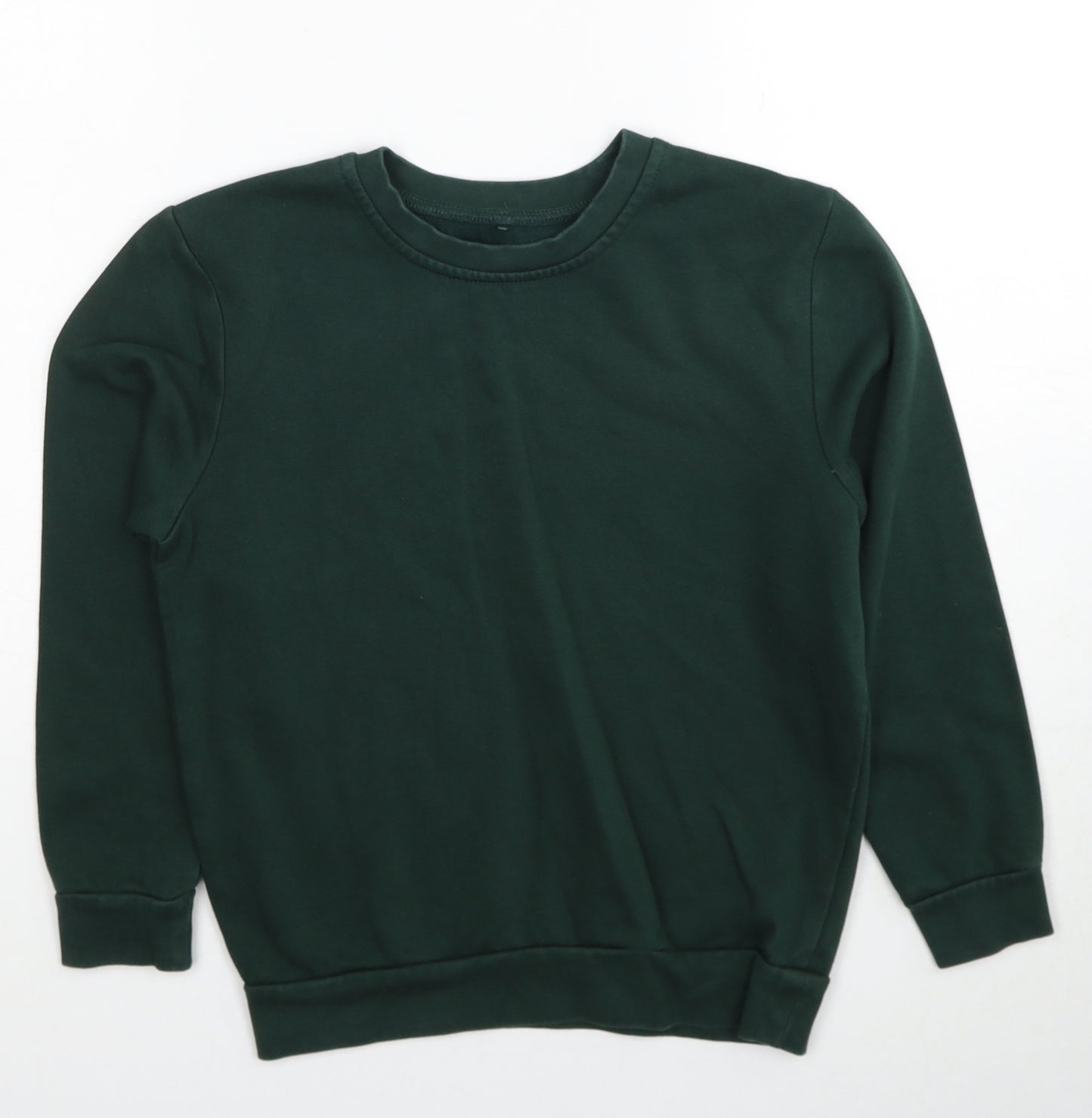 Preworn Boys Green Cotton Pullover Sweatshirt Size 8-9 Years Pullover