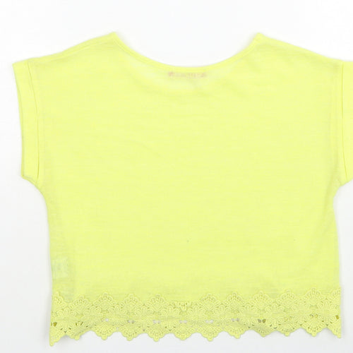 Young Dimension Girls Yellow Polyester Basic T-Shirt Size 10-11 Years Round Neck Pullover