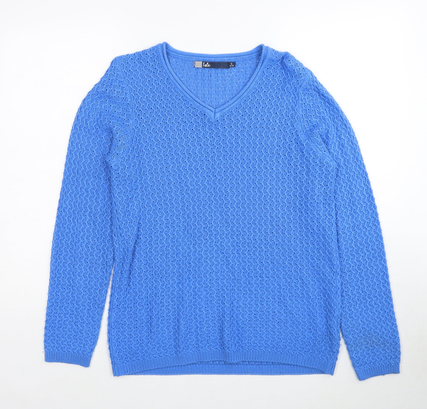 EWM Womens Blue V-Neck Acrylic Pullover Jumper Size 10 - Size 10-12